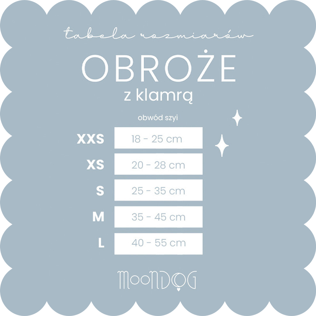 tabela rozmiarów obroży z klamrą