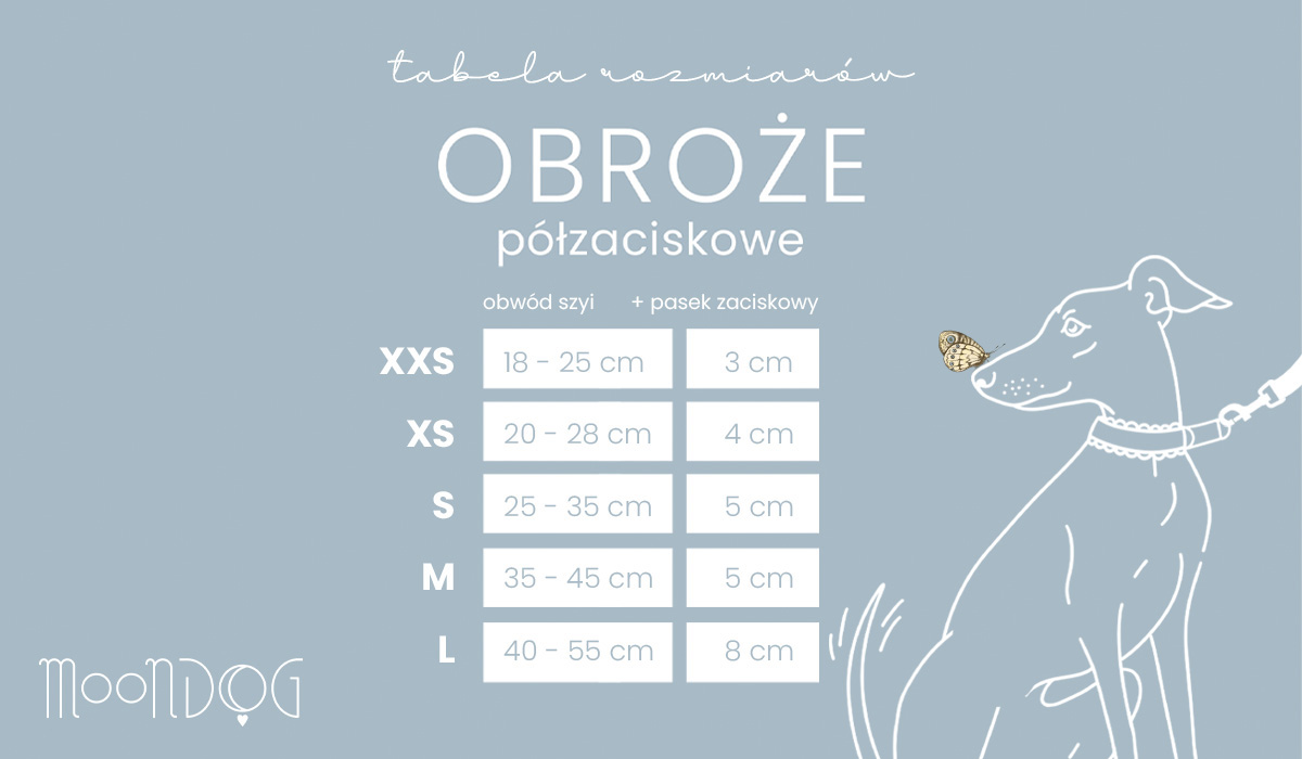 obroże półzacisk tabelka rozmiarów