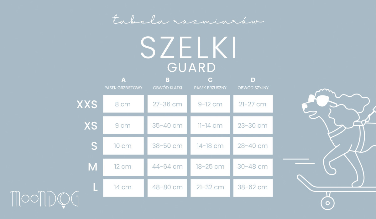 szelki guard tabelka miar