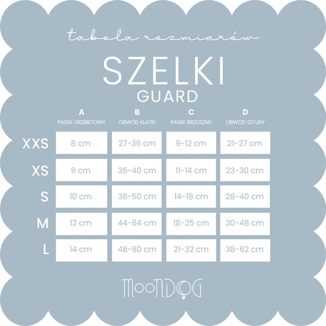 tabela rozmiarów szelki guard moondog