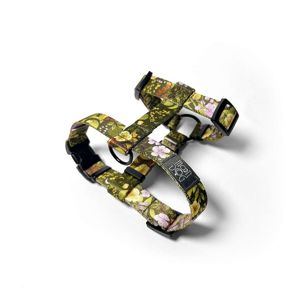 szelki guard zielone w kolorowe kwiaty i rośliny