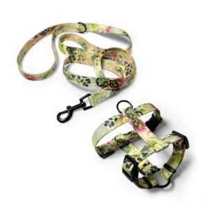 Komplet jasnozielona smycz i szelki dla psa