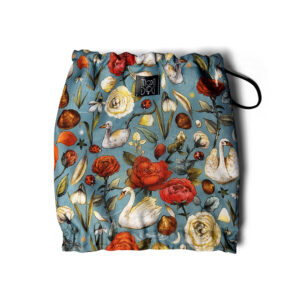 błękitny snood w kwiaty