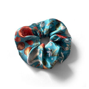 Satynowa scrunchie SNOWDROP TURQUOISE